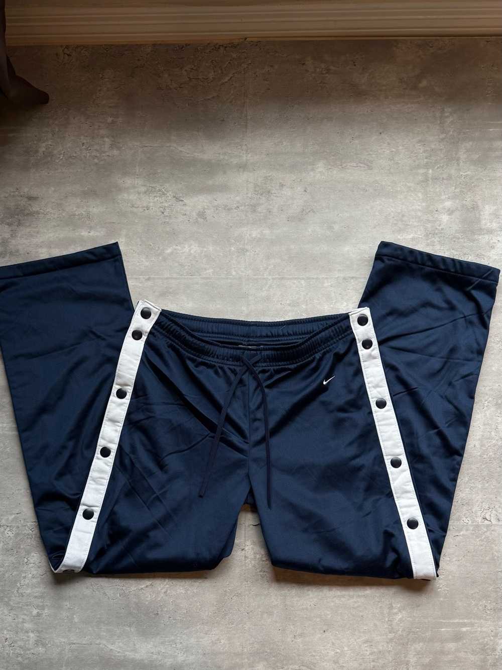 Nike Navy Joggers with White Snap Side Stripes